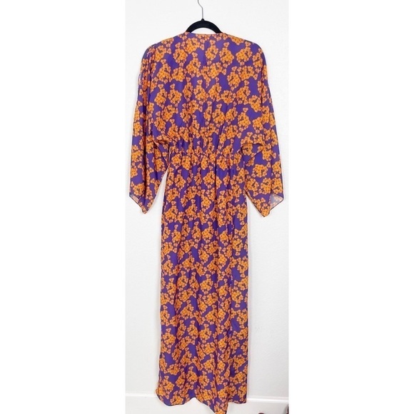 Borgo de Nor Elsa Floral Tropical Maxi Dress Orange Purple Size 6 Beach Summer - Picture 3 of 7